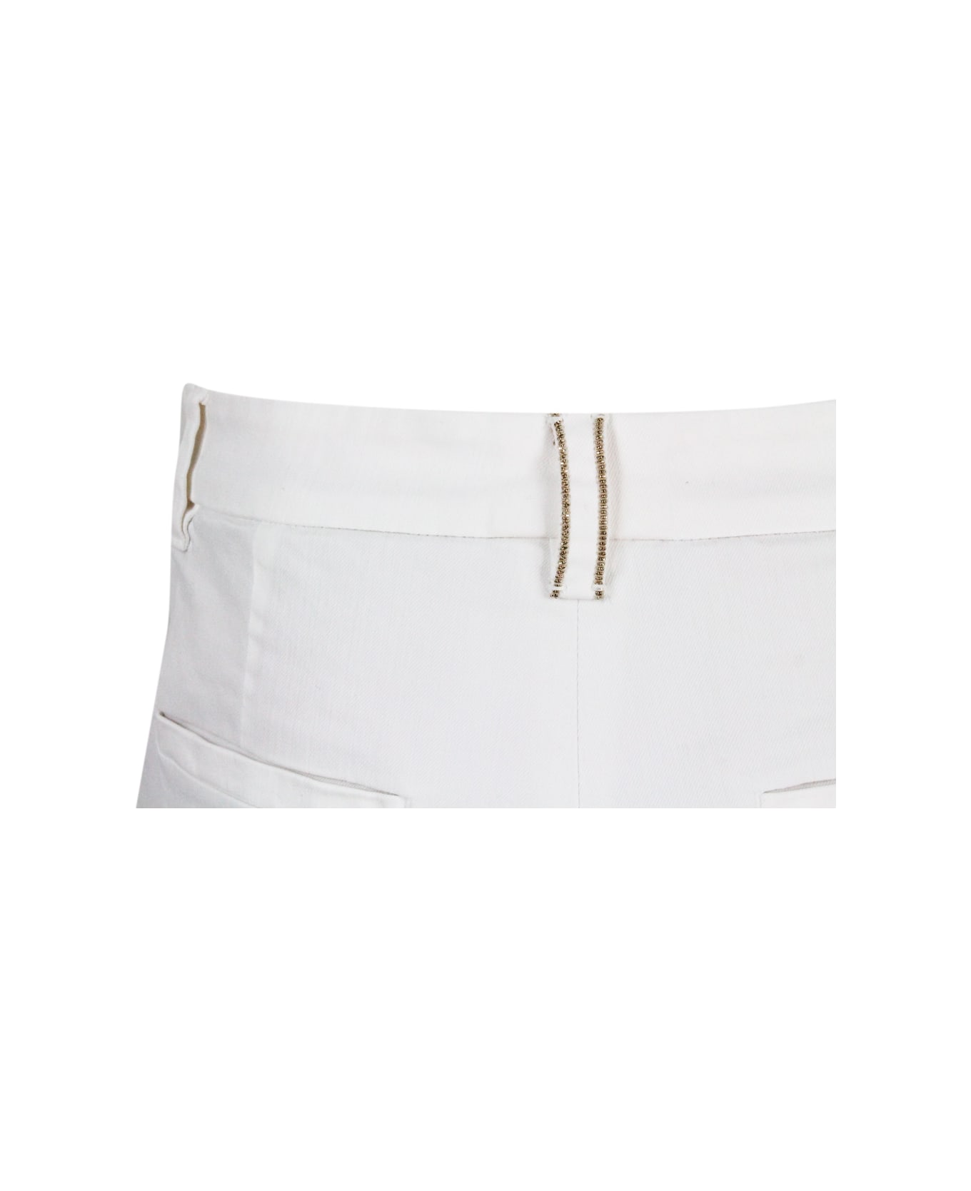 Brunello Cucinelli Garment-dyed Stretch Cotton Drill Cigarette Trousers - White ボトムス