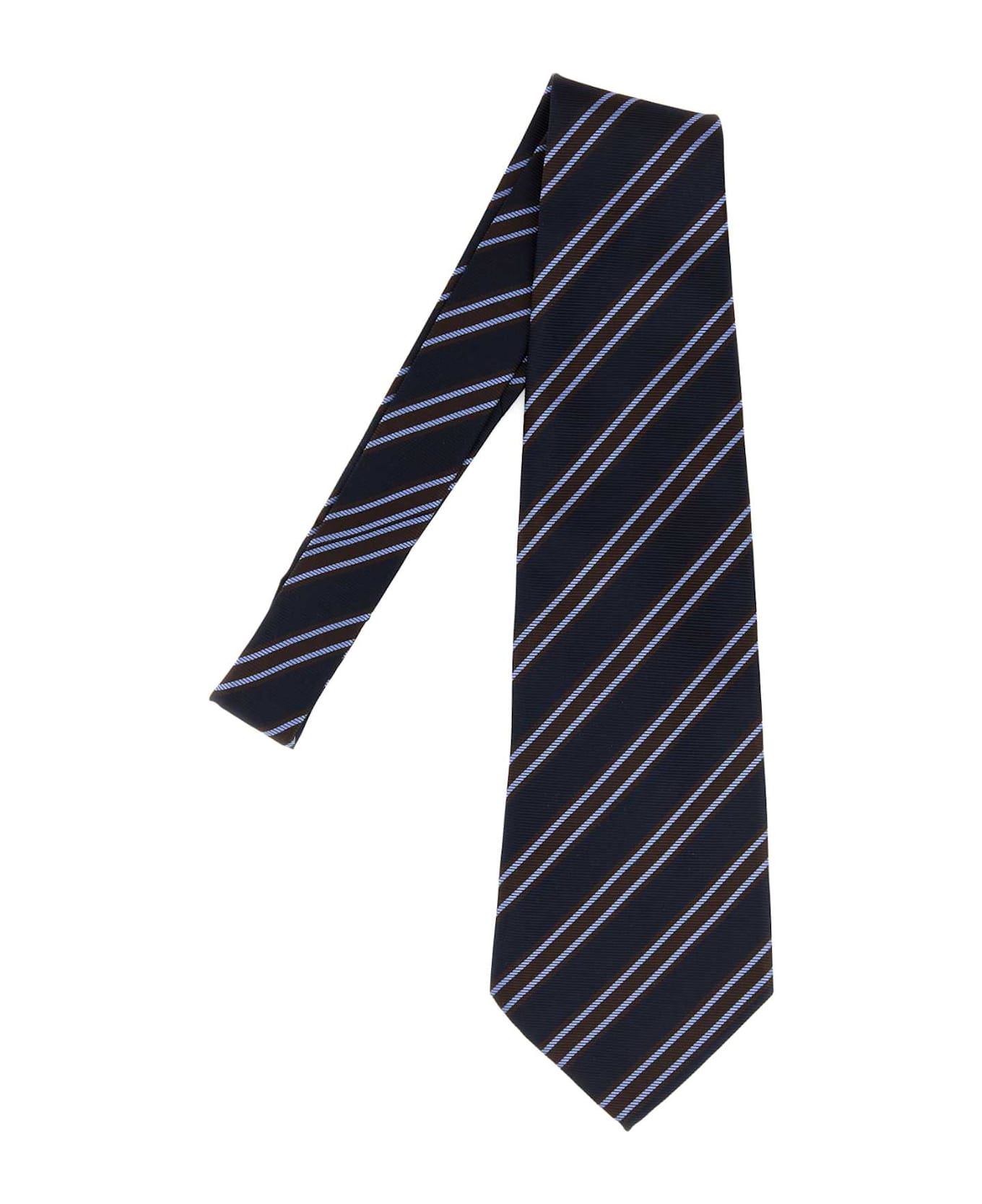 Junya Watanabe Embroidered Silk Tie - NAVYBROWN