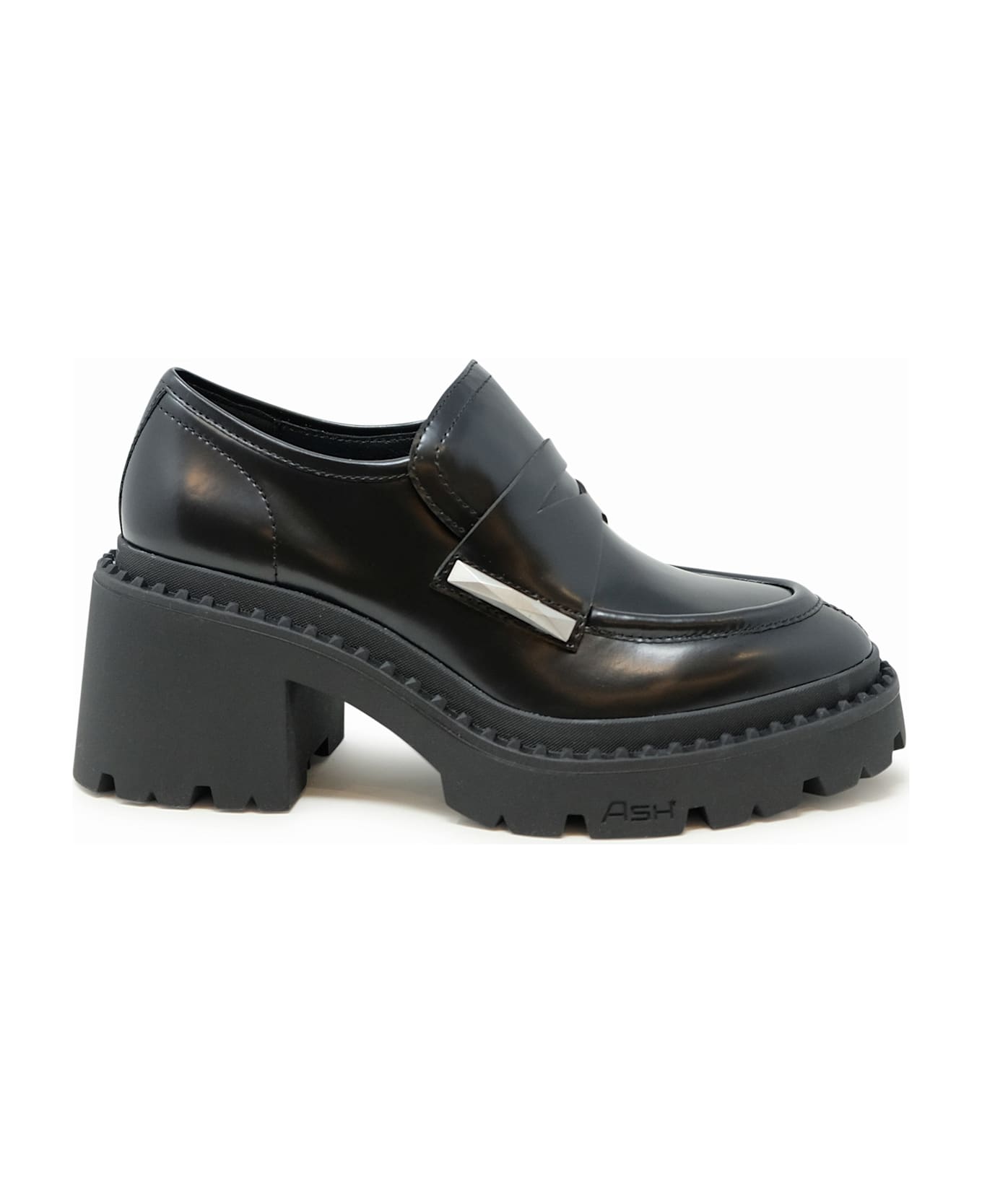 Ash Leather Loafers - BLACK