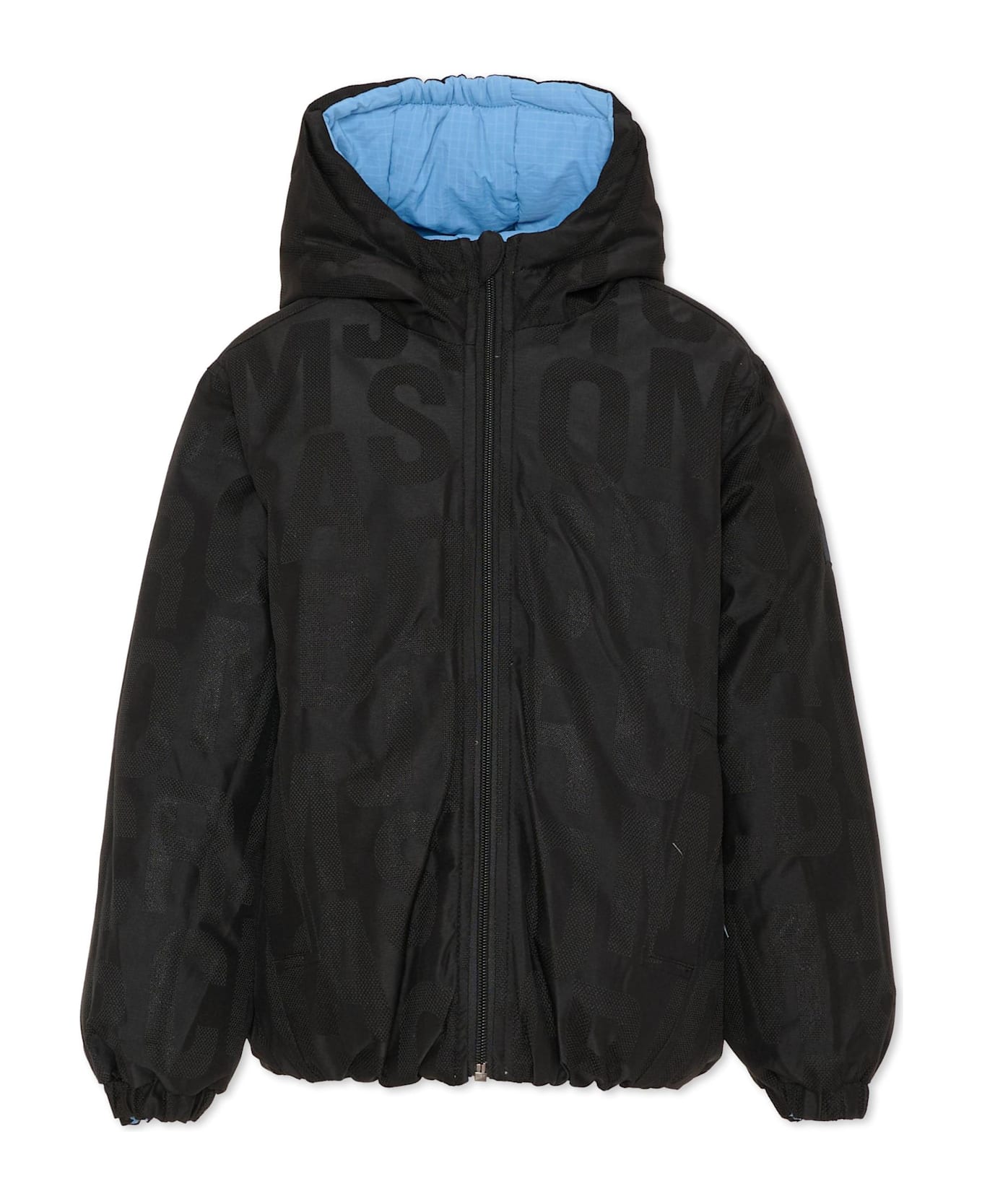 Marc Jacobs Reversible Light Blue Down Jacket For Boy With Logo - Light Blue