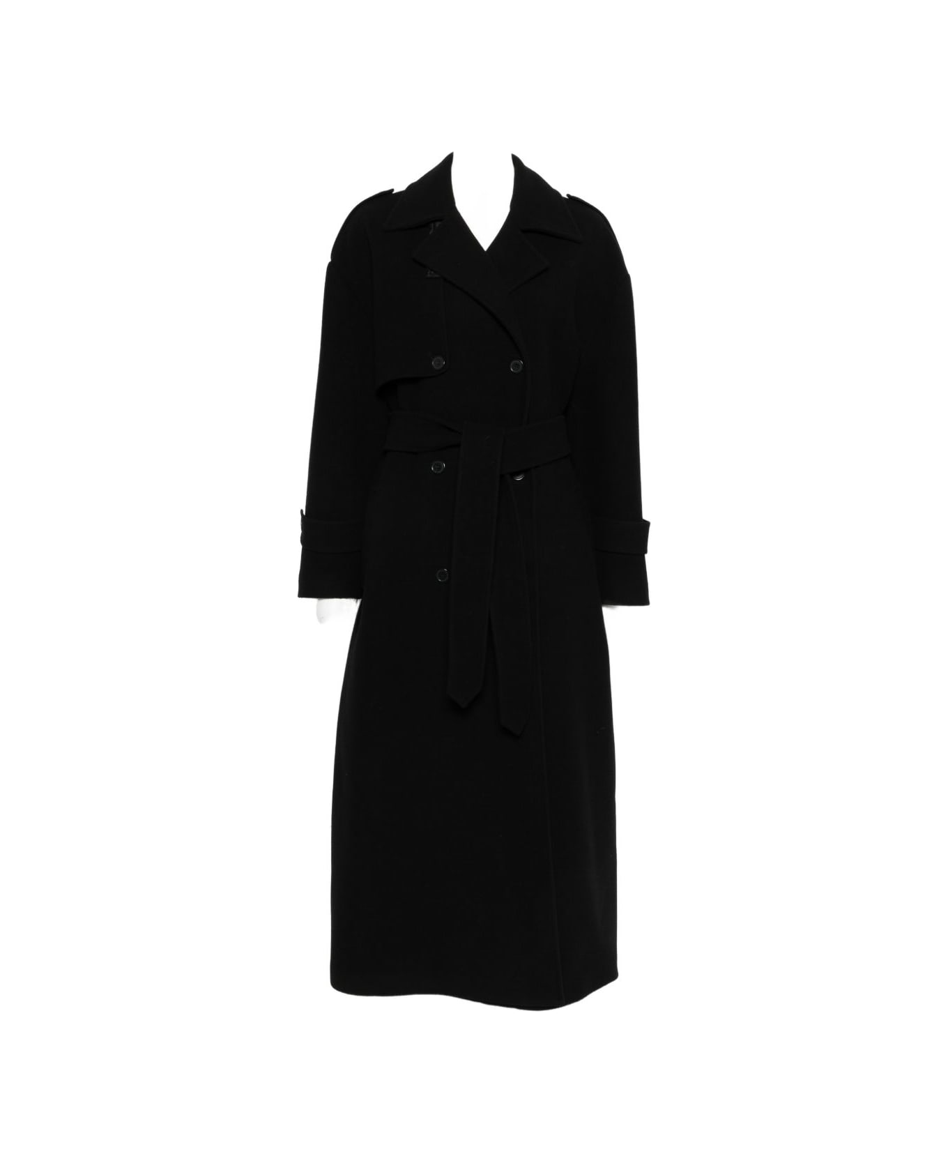 The Nina Studio Double-breasted Coat With Belt - Black