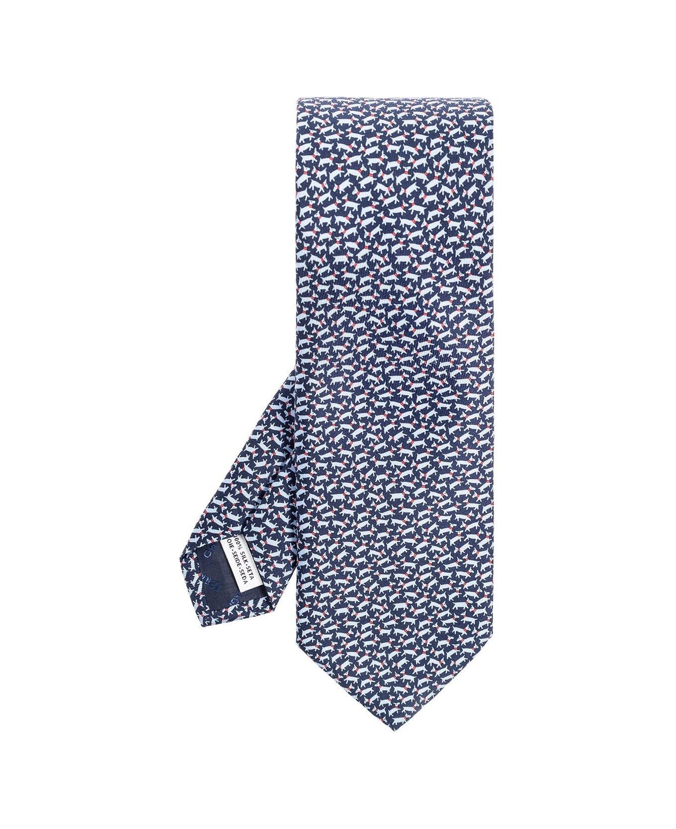 Ferragamo Micro Pattern Printed Tie - Navy