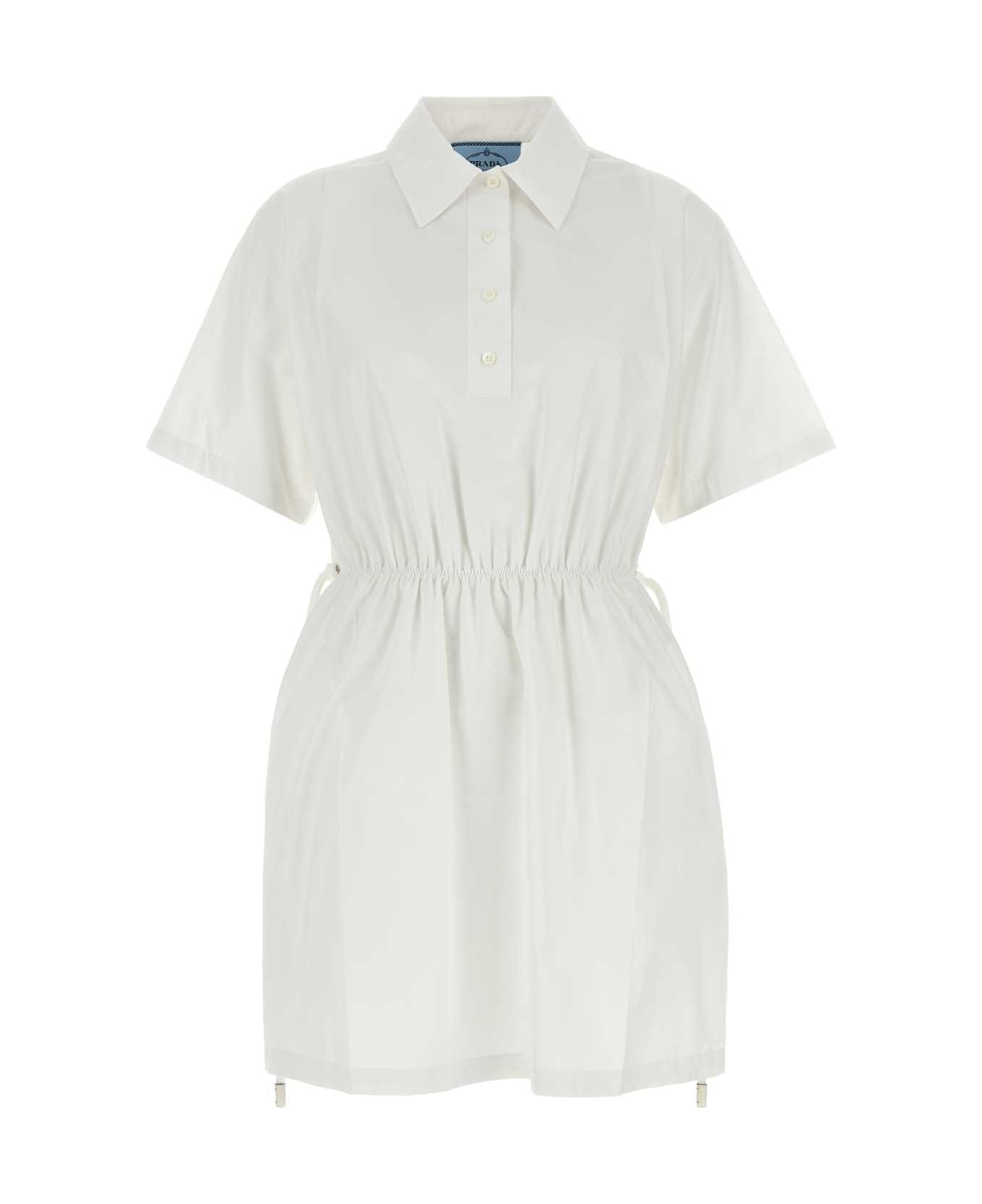 Prada White Poplin Shirt Dress - BIANCO