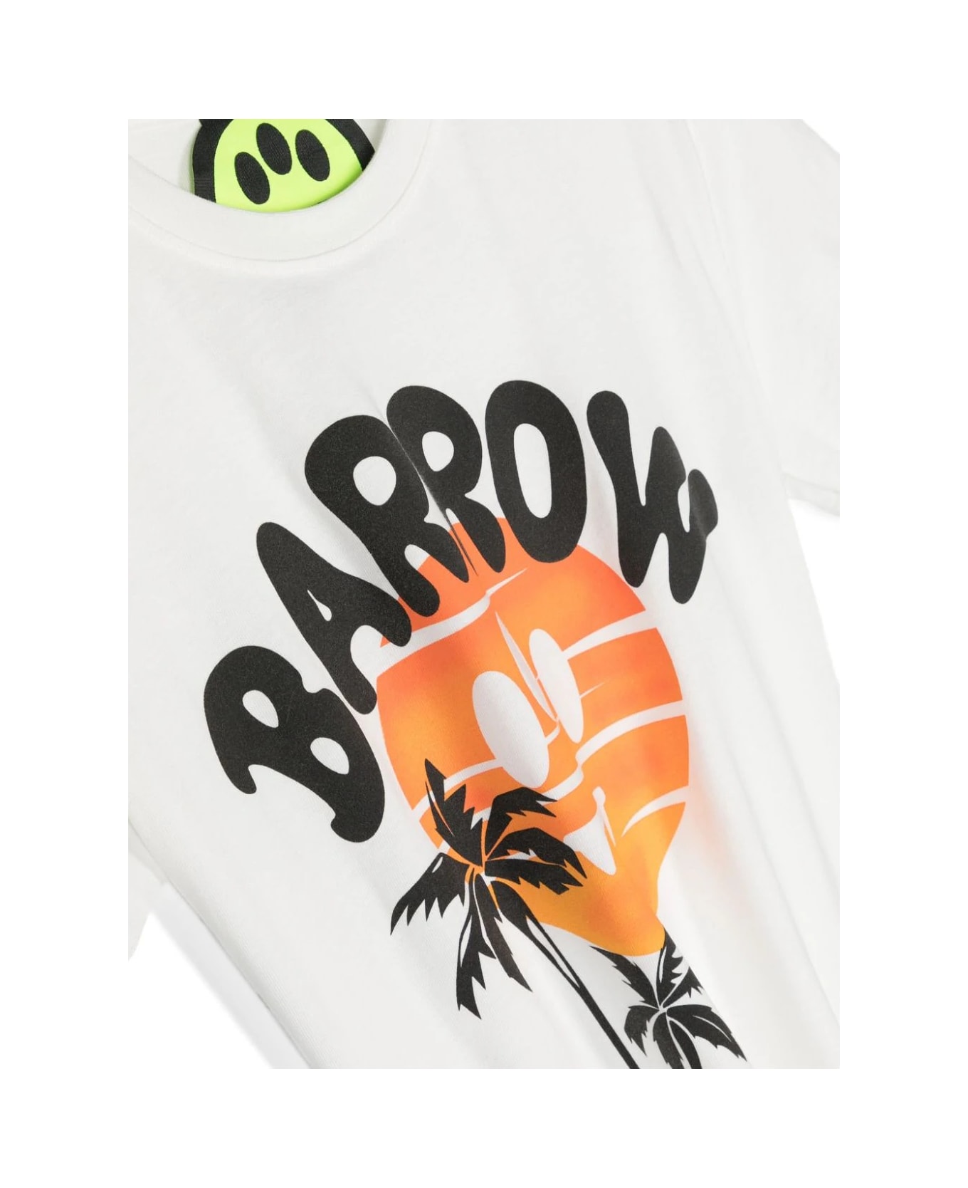 Barrow White T-shirt With Logo And Palm Graphics - White