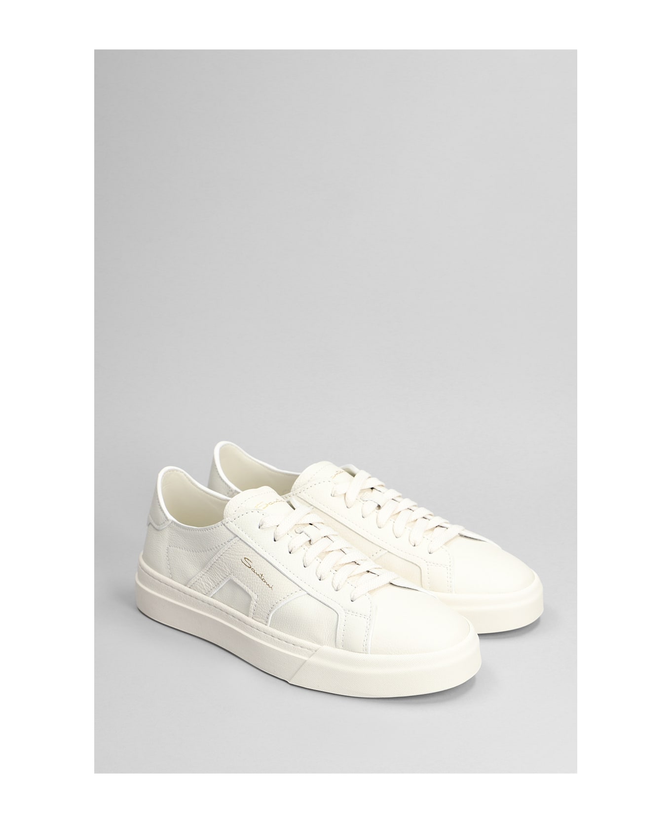 Santoni Dbs Sneakers In White Leather - white