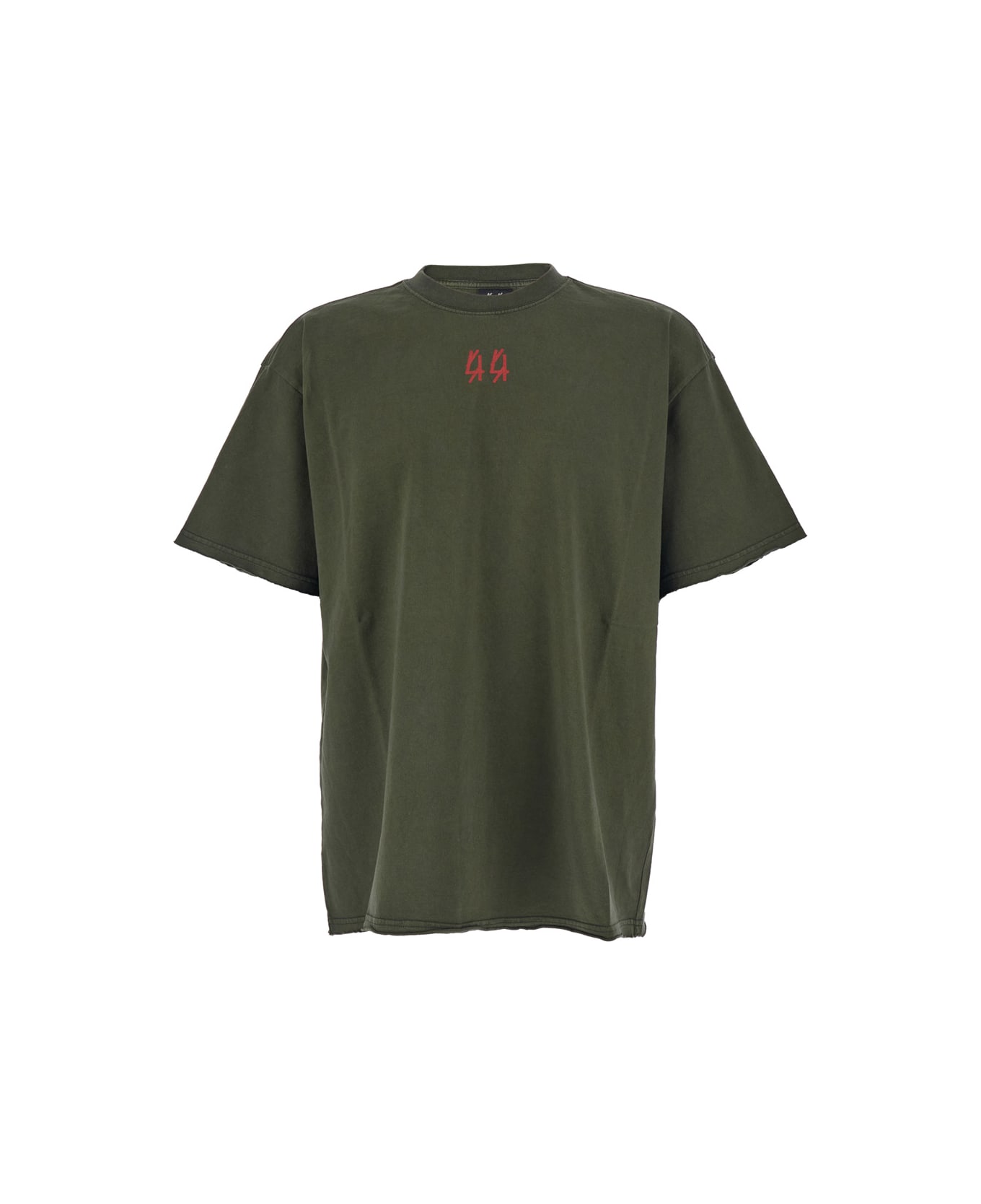 44 Label Group Green Crewneck T-shirt With Dropped Shoulders And Logo Print On Front And Rear In Cotton Man - Green