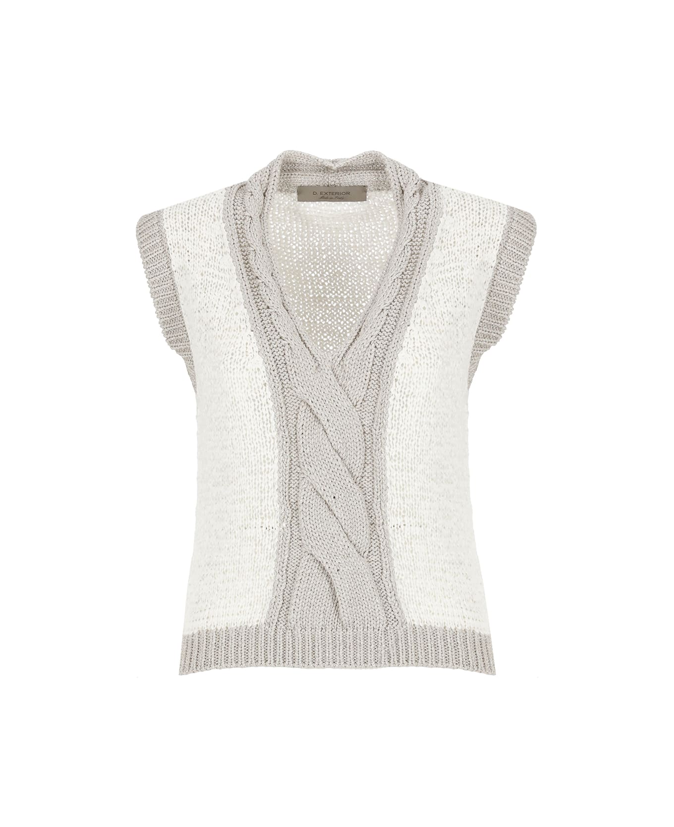 D.Exterior Lurex Knitted Gilet - White ベスト