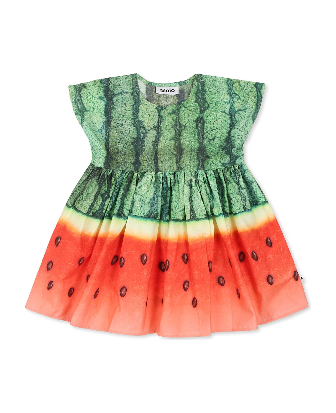 Molo Multicolor Dress For Baby Girl With Watermelon Print - Multicolor