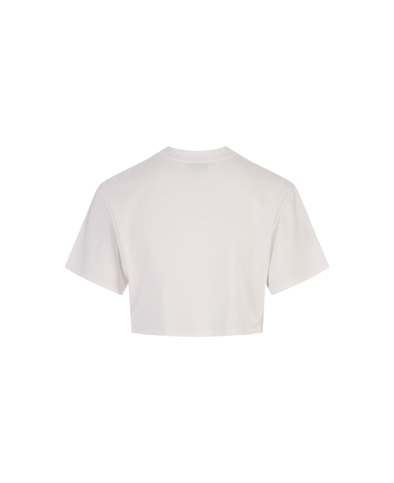 Giambattista Valli White Crop Top With Micromosaic Print - White Tシャツ
