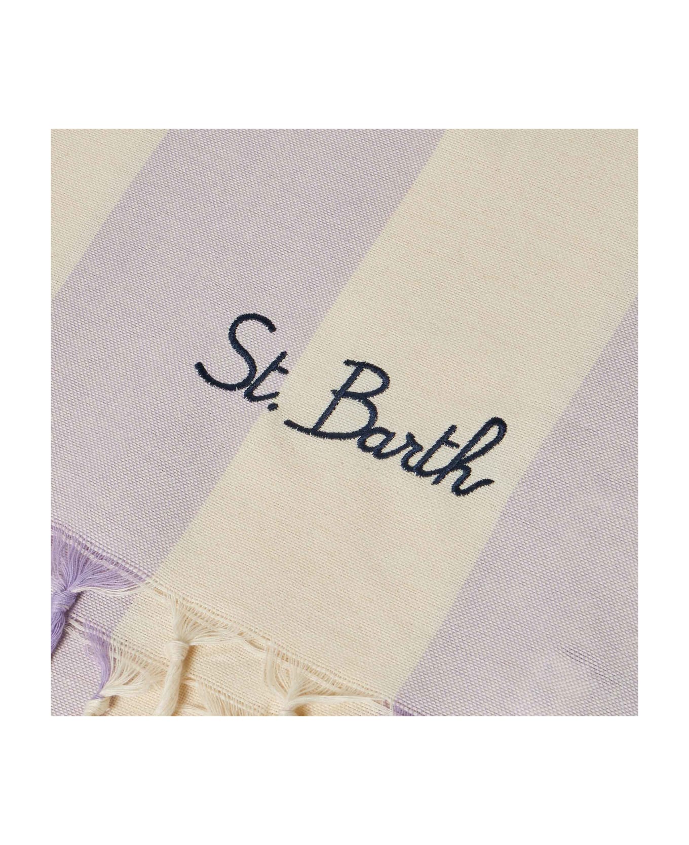 MC2 Saint Barth Fouta Lightweight With White And Lilac Stripes - PINK