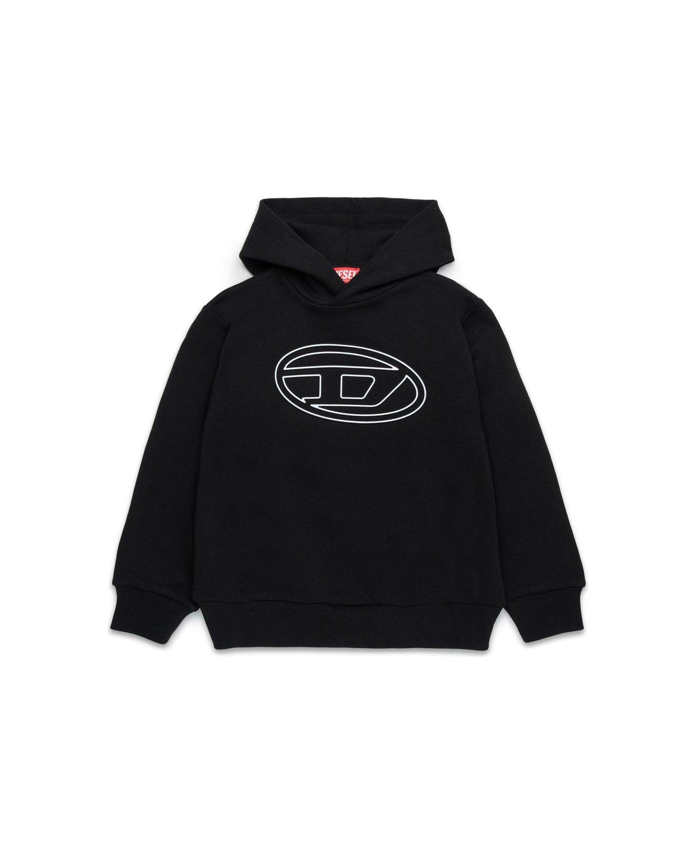 Diesel Oval-d Logo Embossed Hoodie - Nero ニットウェア＆スウェットシャツ