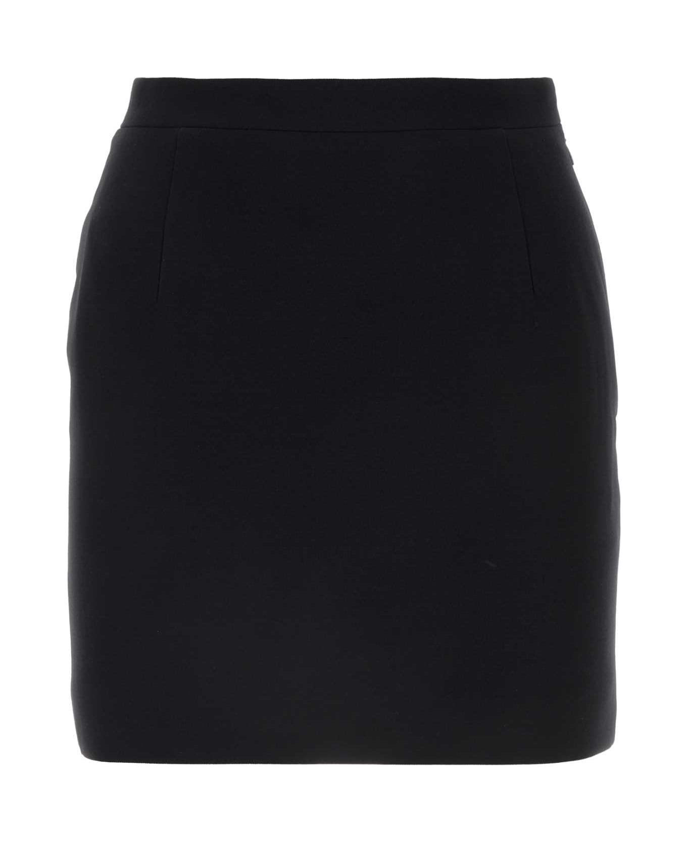 Alessandra Rich Black Wool Mini Skirt - BLACK