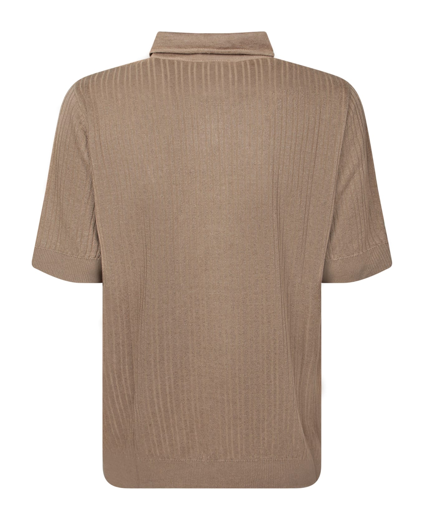 Lardini Brown Cotton And Linen Polo Shirt - Brown
