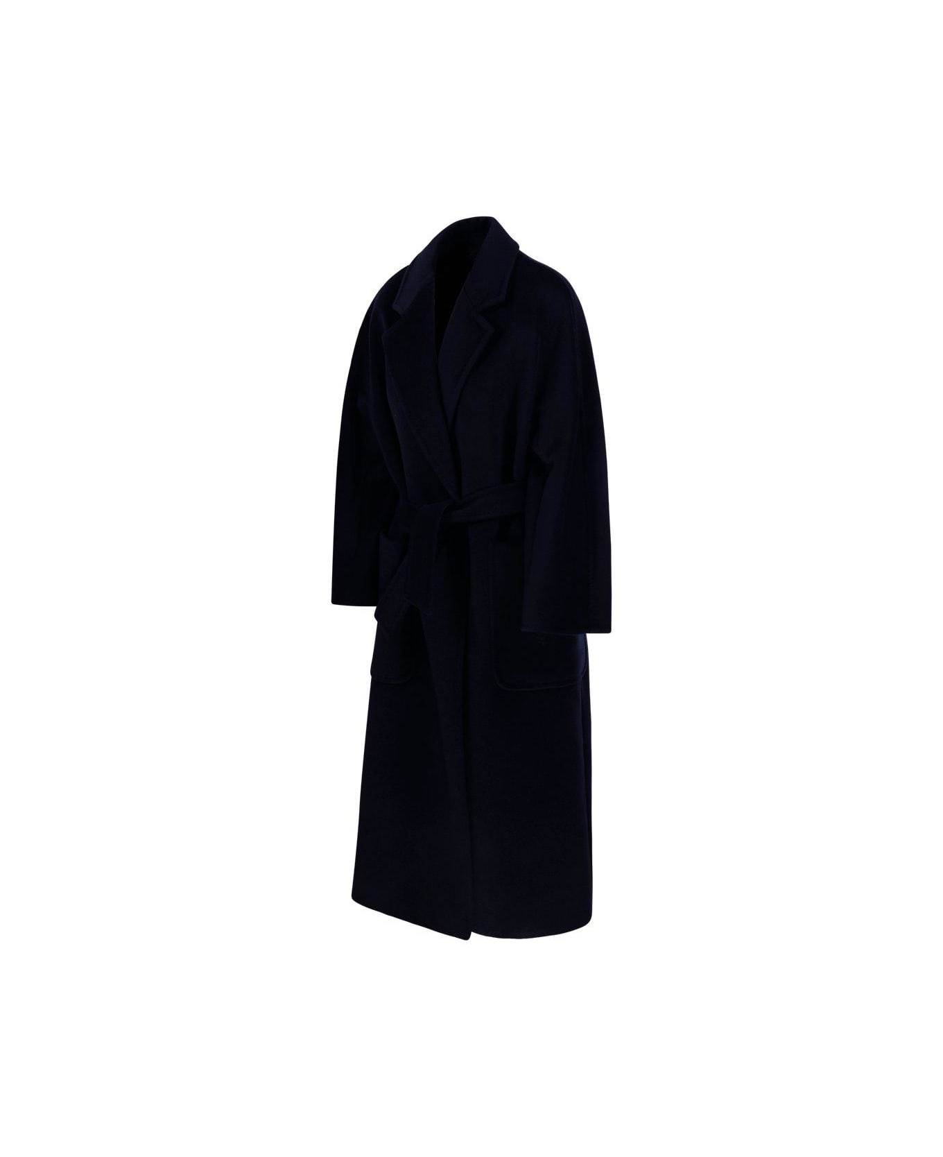 Max Mara Belted Long-sleeved Coat - BLUE
