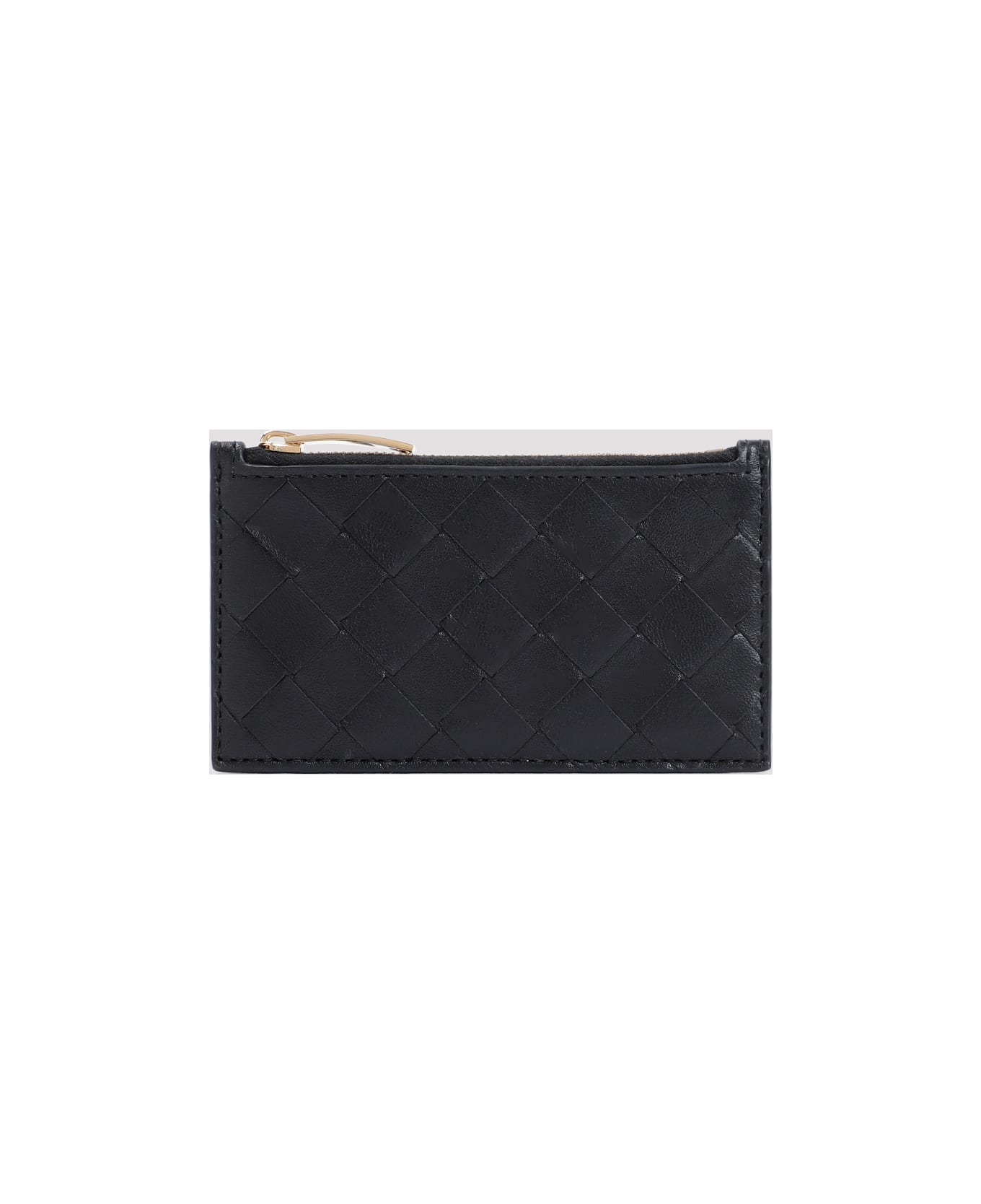 Bottega Veneta Zipped Card Case - Black Gold