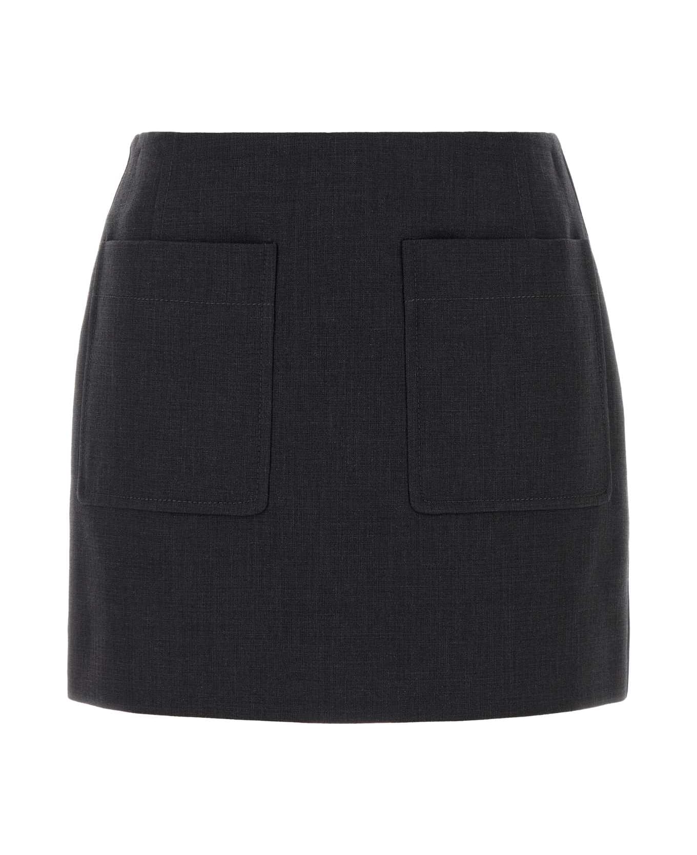 Bottega Veneta Graphite Cotton Blend Mini Skirt - ANTRACITE