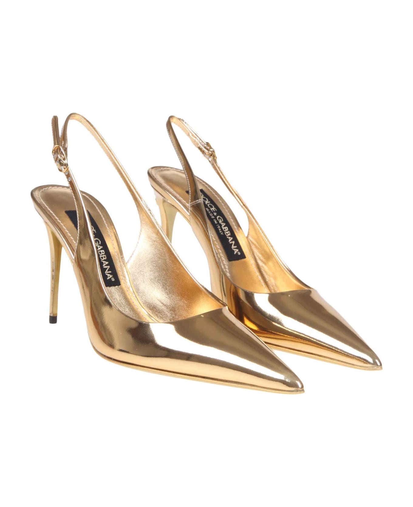 Dolce & Gabbana Slingback In Gold Mirror Leather - Light gold ハイヒール