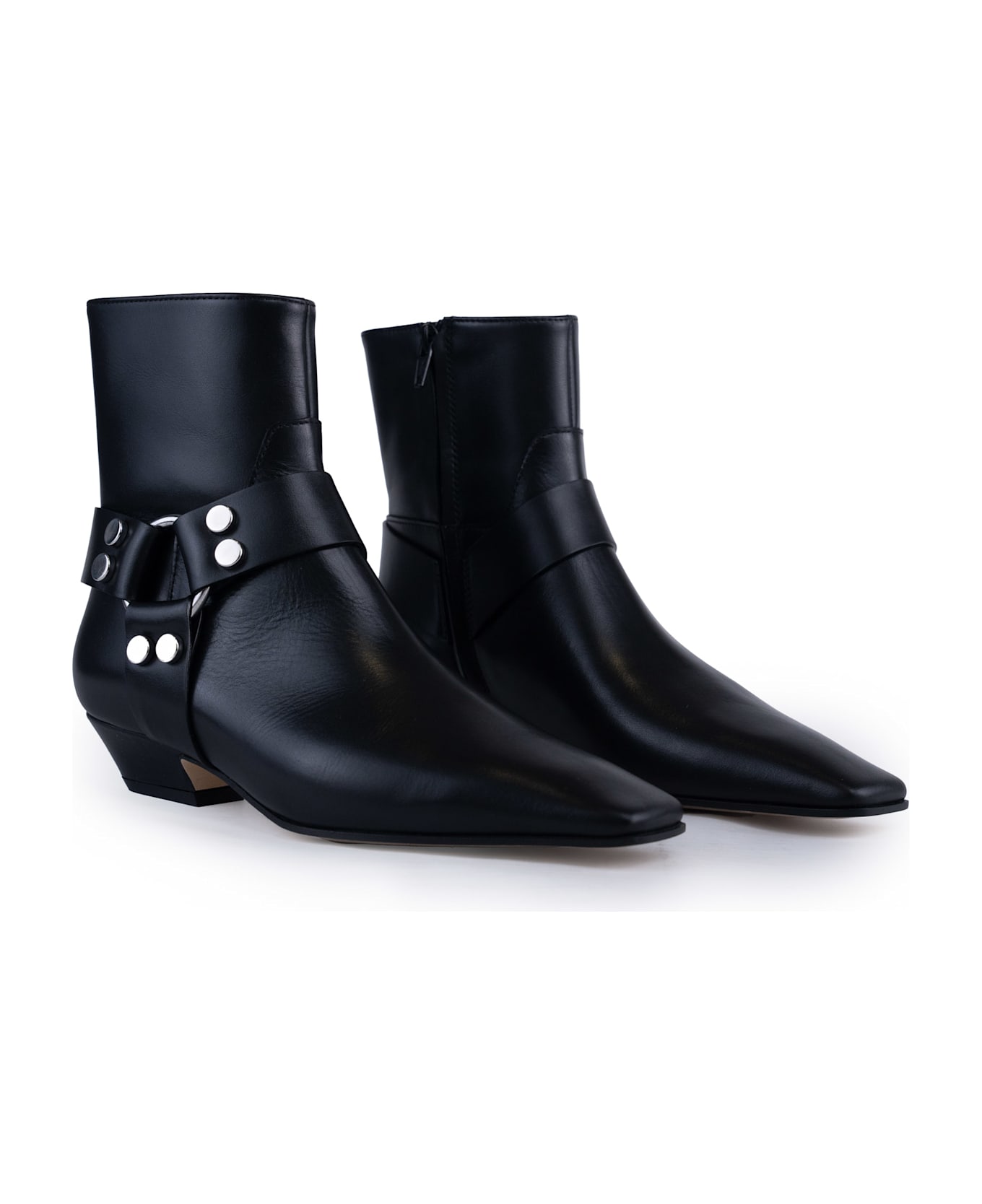 Liviana Conti Leather Ankle Boot With Buckle - Nero