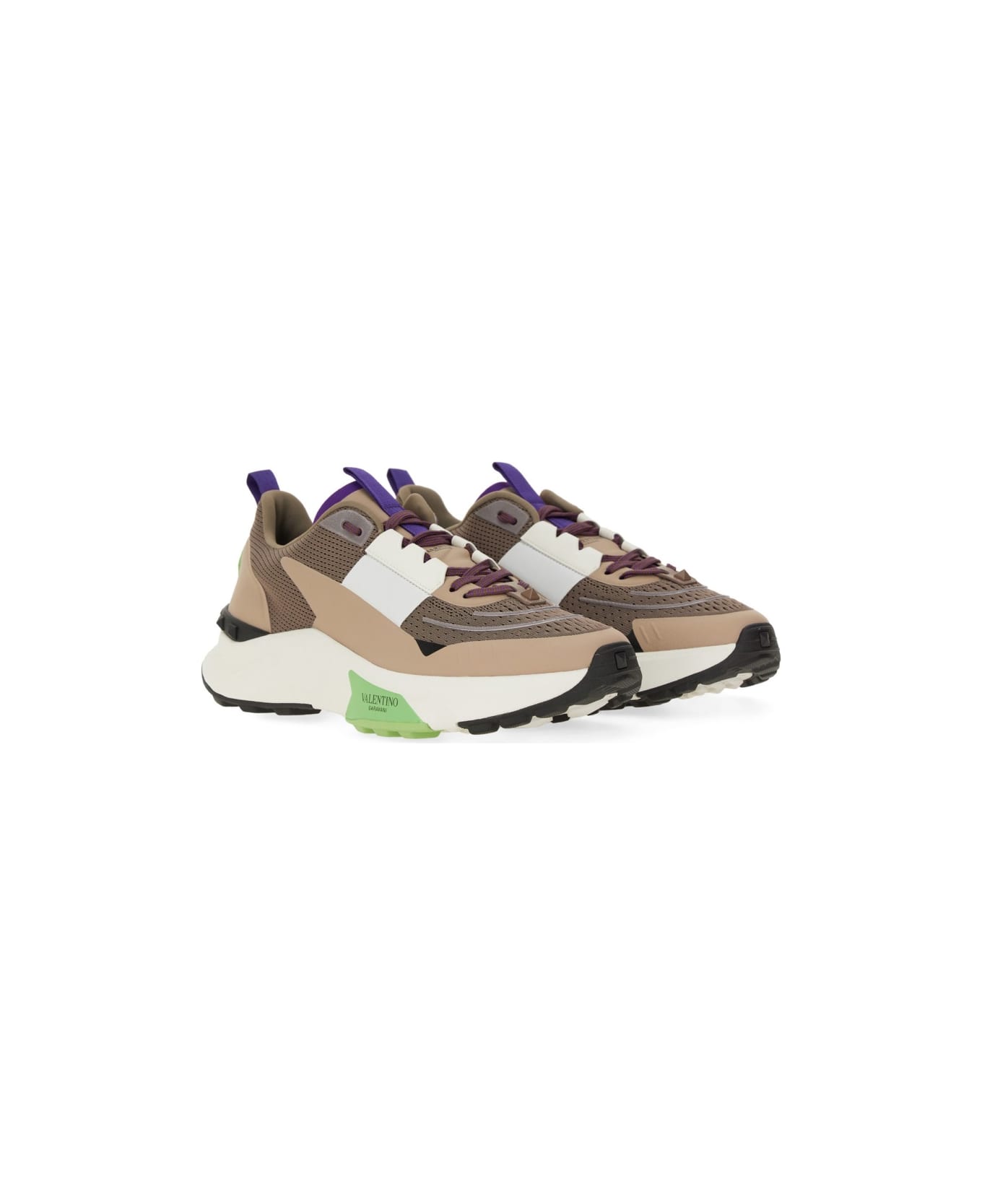 Valentino Garavani Leather And Mesh Sneaker - MULTICOLOUR