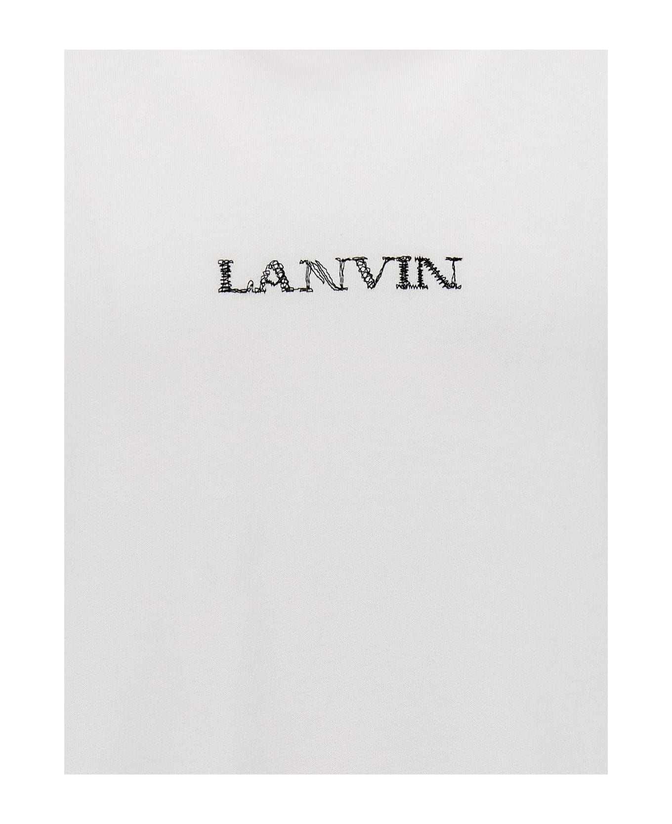 Lanvin Logo Embroidery Hoodie - White フリース