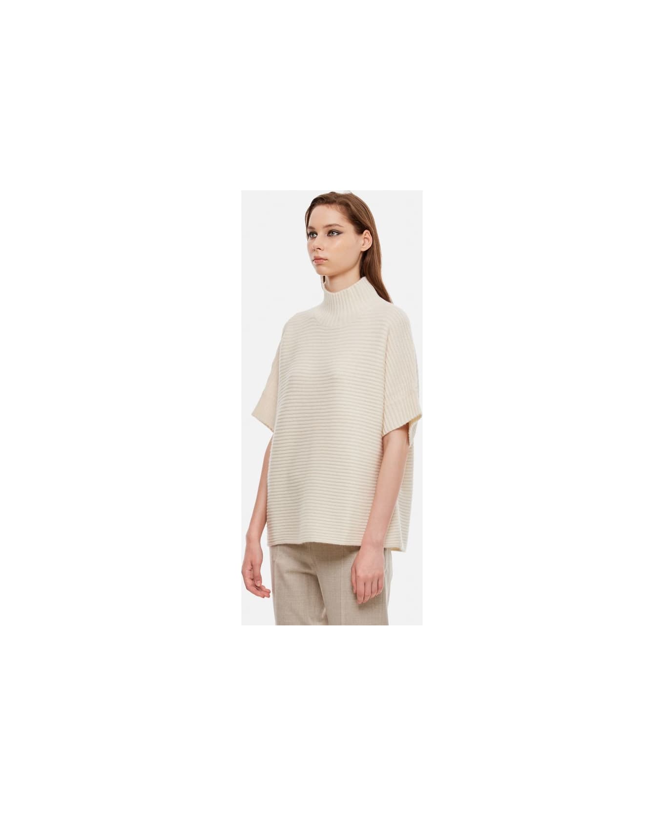 Max Mara Short Sleeves Turtleneck Sweater - White ニットウェア