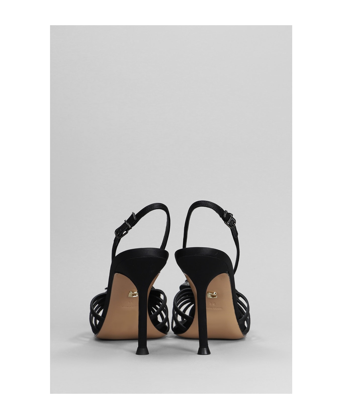 Lola Cruz Rose 95 Sandals In Black Satin - black