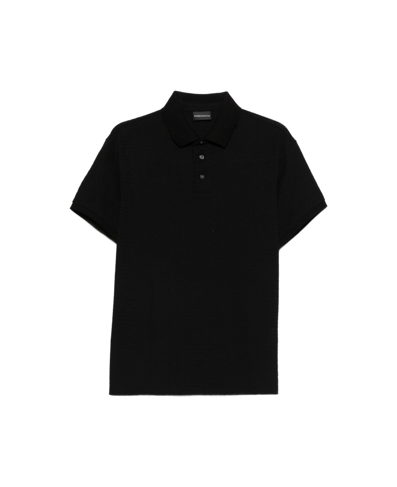 Emporio Armani Logo Cotton Polo Shirt - Black