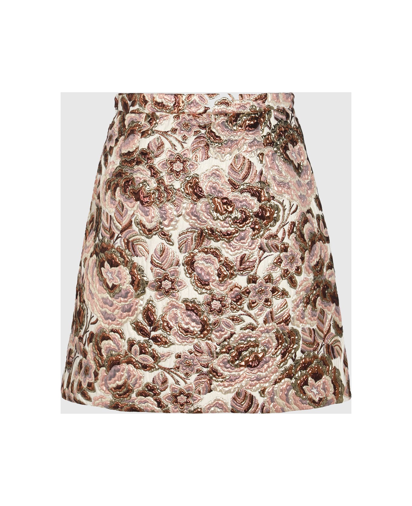 Valentino Multicolor Wool Skirt - LATTE/LUREX ROSA