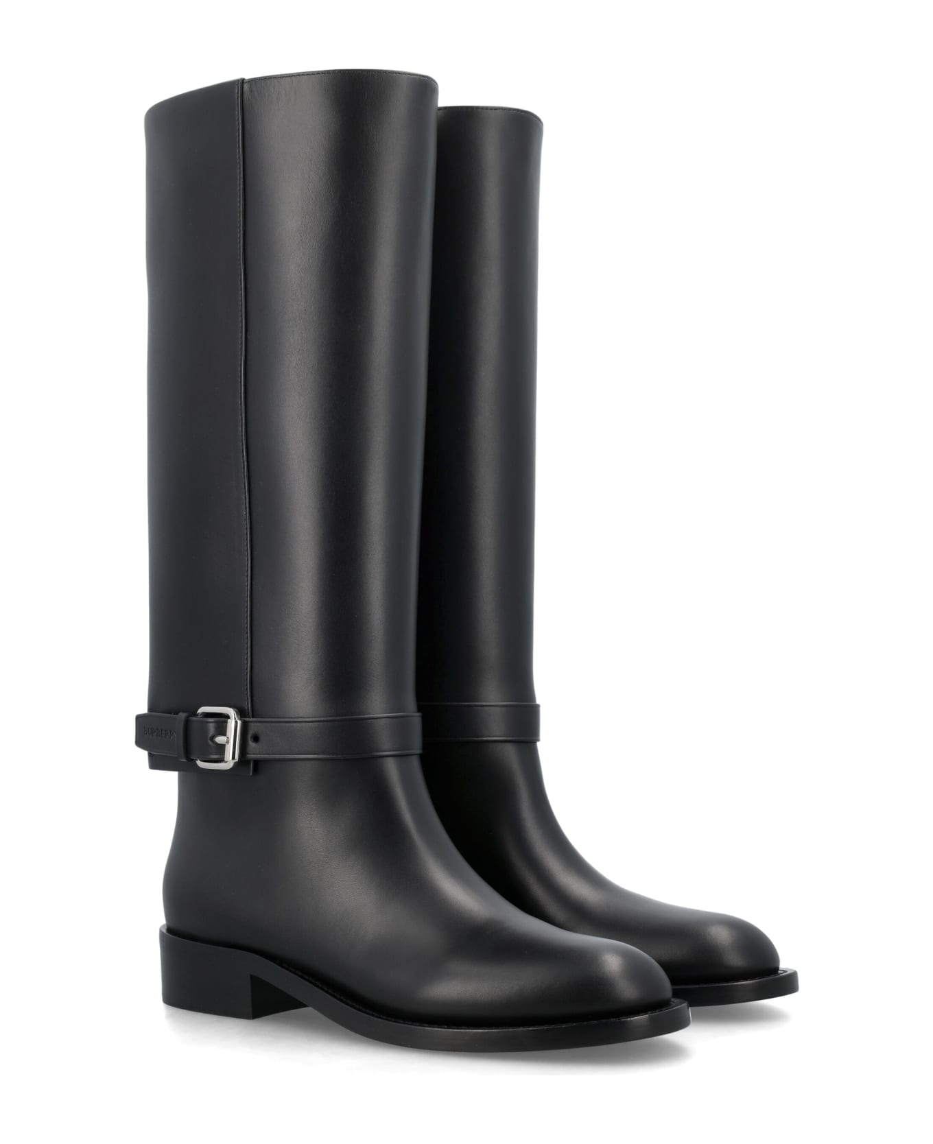 Burberry London Leather Horse Boots - BLACK
