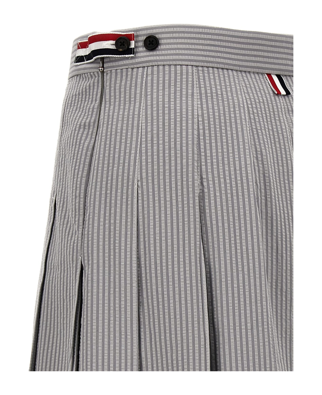 Thom Browne Pleated Midi Skirt - Gray
