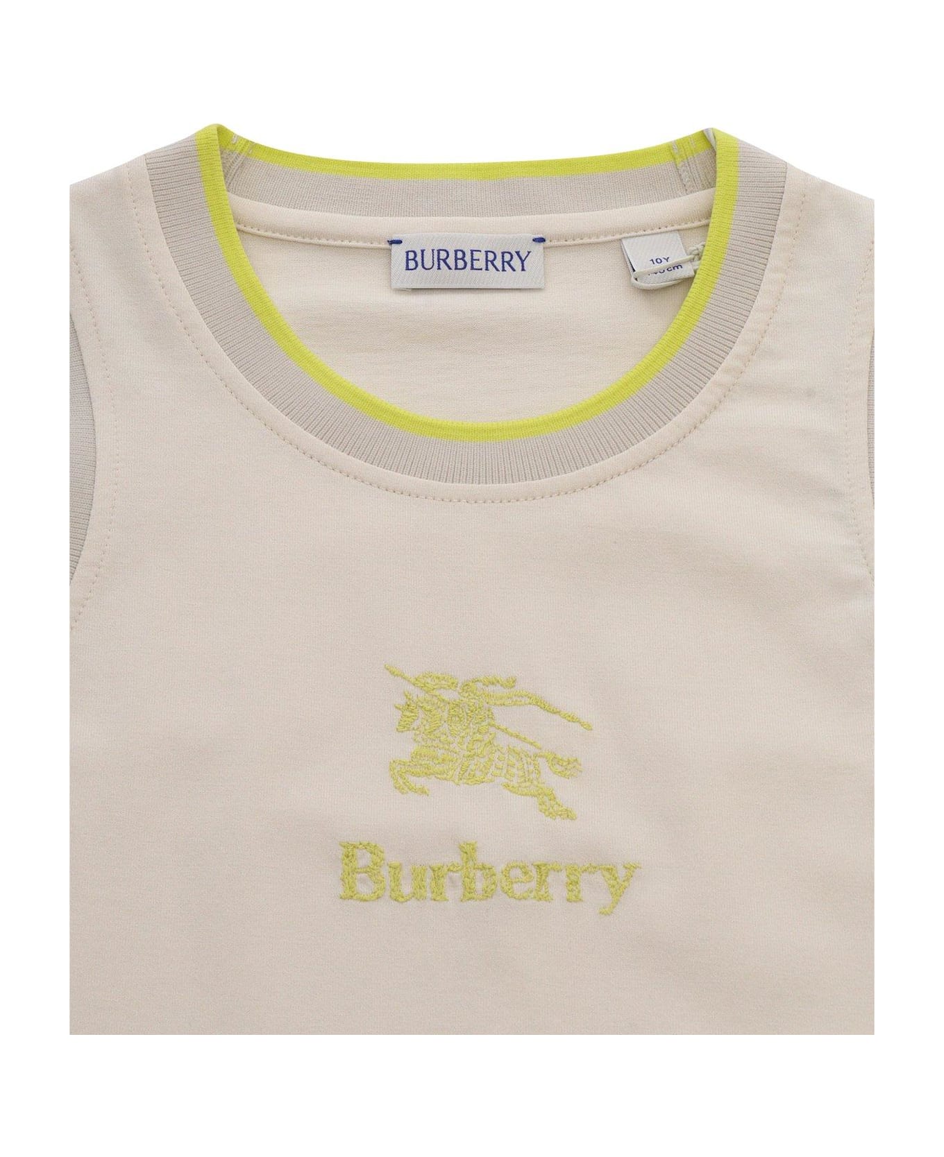 Burberry Logo Embroidered Straight Hem Vest - Wheat