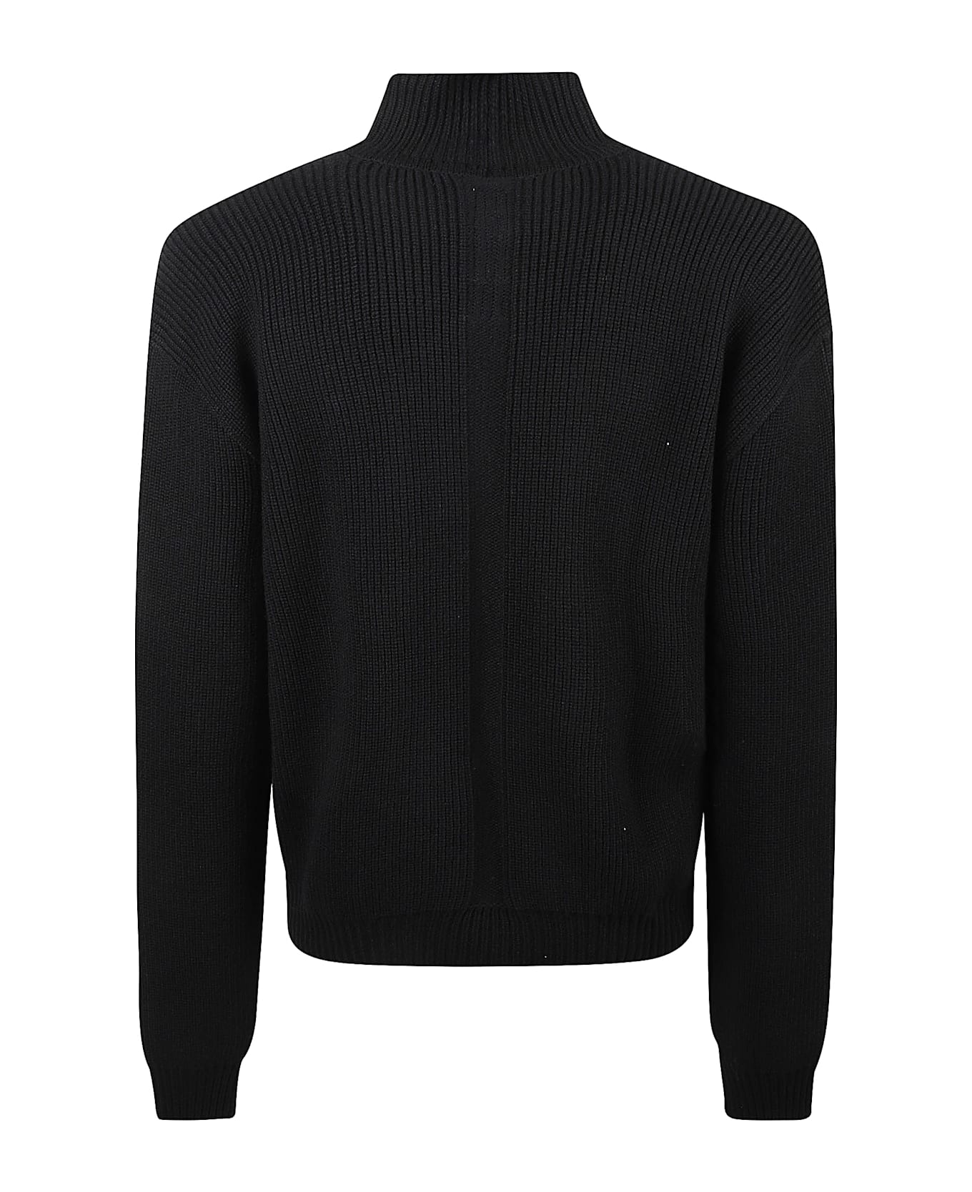 Rick Owens Ribbed Knit Turtleneck Sweater - Black