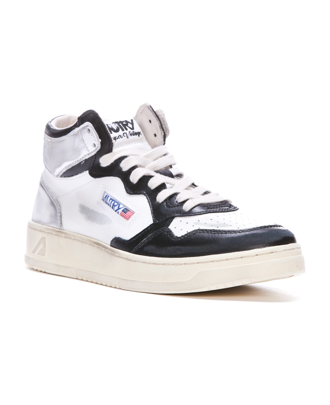 Autry Vintage Medalist Mid Sneakers - White, black, silver スニーカー