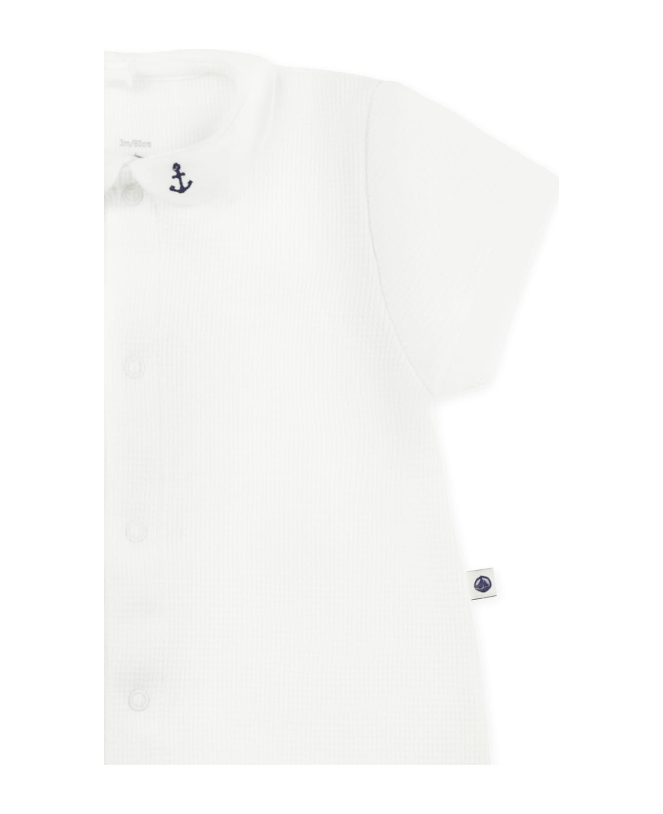 Petit Bateau White Romper For Babykids With Anchors - White