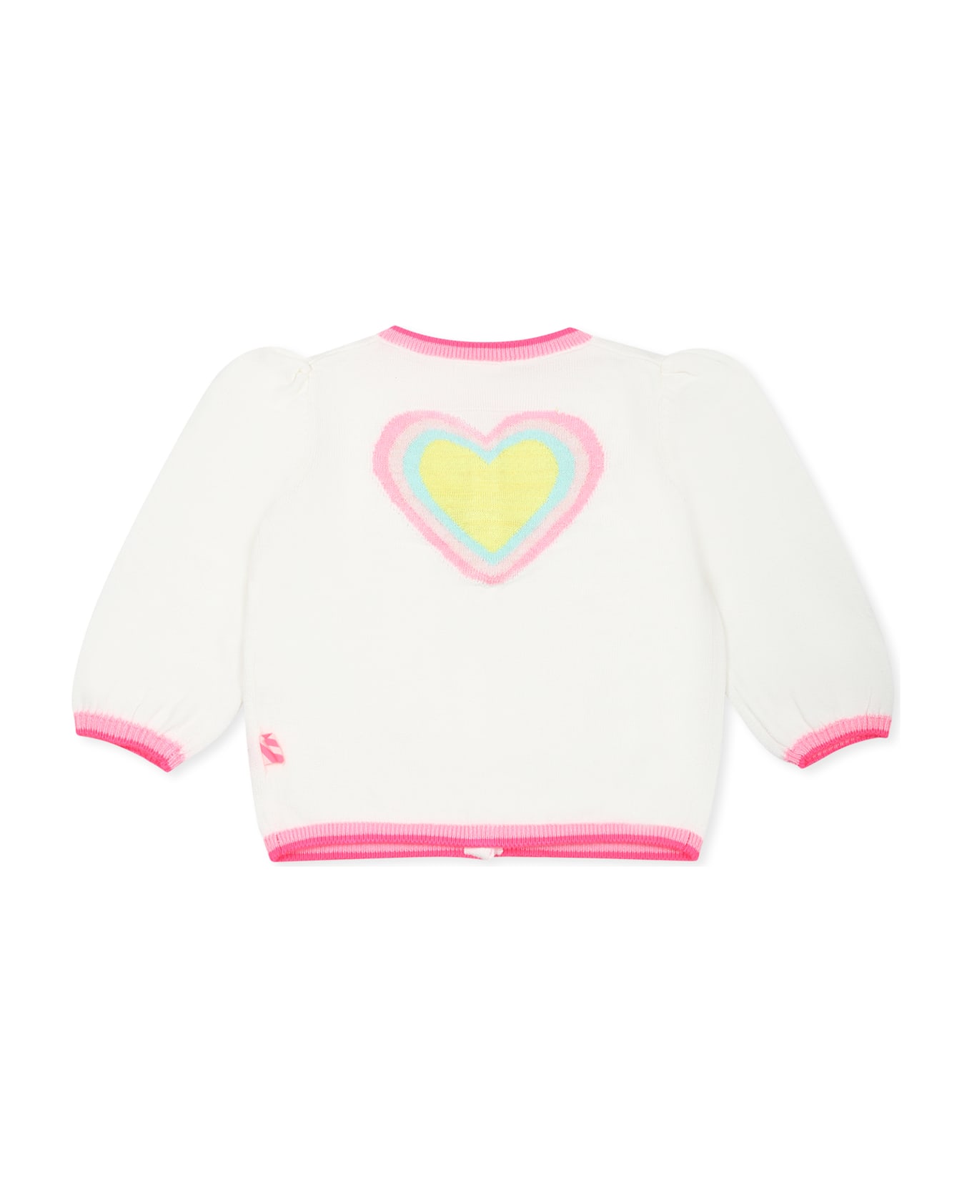 Billieblush Ivory Cardigan For Baby Girl With Hearts - Ivory