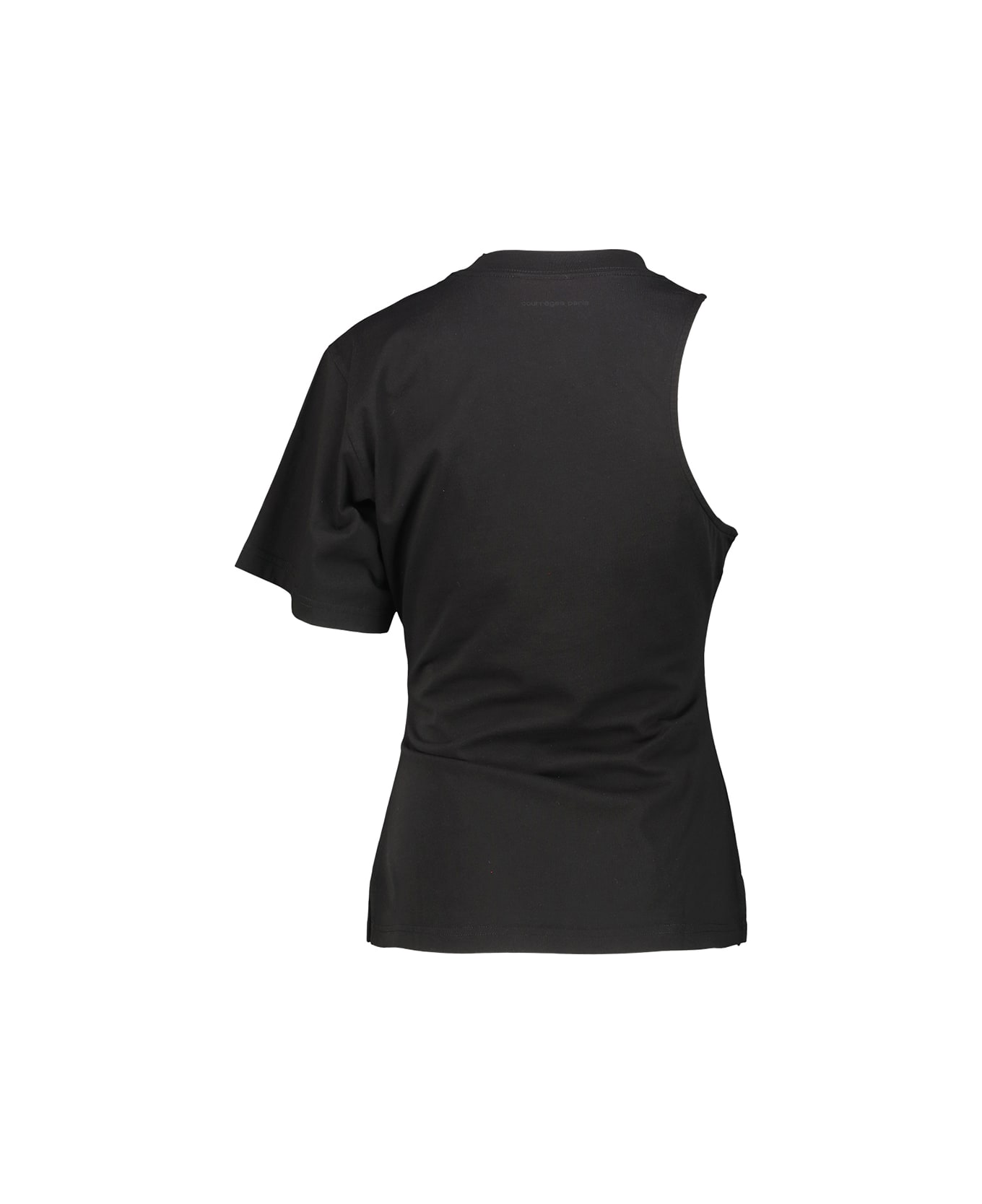 Courrèges One-shoulder T-shirt In Scuba - Black