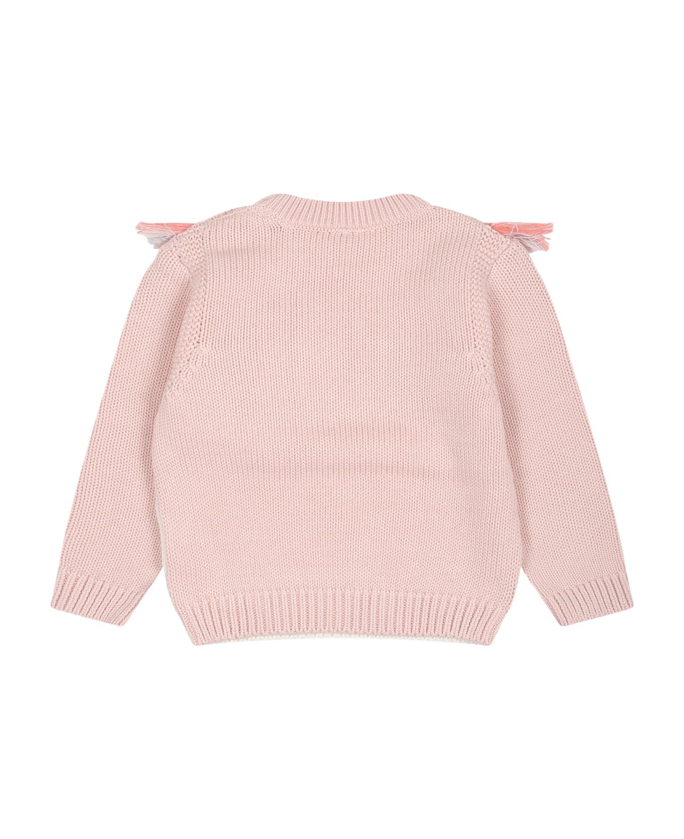 Stella McCartney Kids Pink Sweater For Baby Girl With Unicorn - Pink ニットウェア＆スウェットシャツ