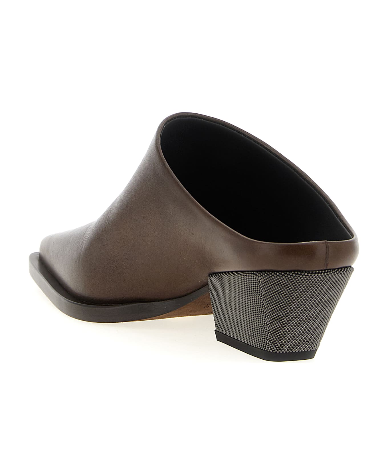 Brunello Cucinelli 'precious Heels' Sabots - Brown