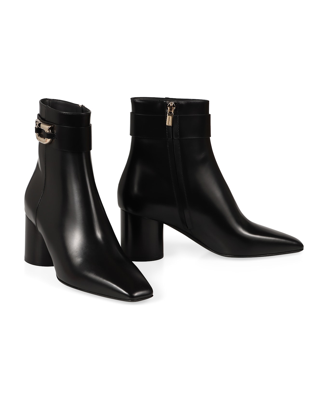 Ferragamo Leather Ankle Boots - black