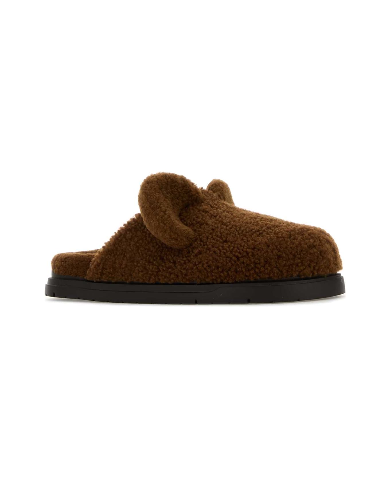 Fendi Brown Shearling Slippers - BROWN