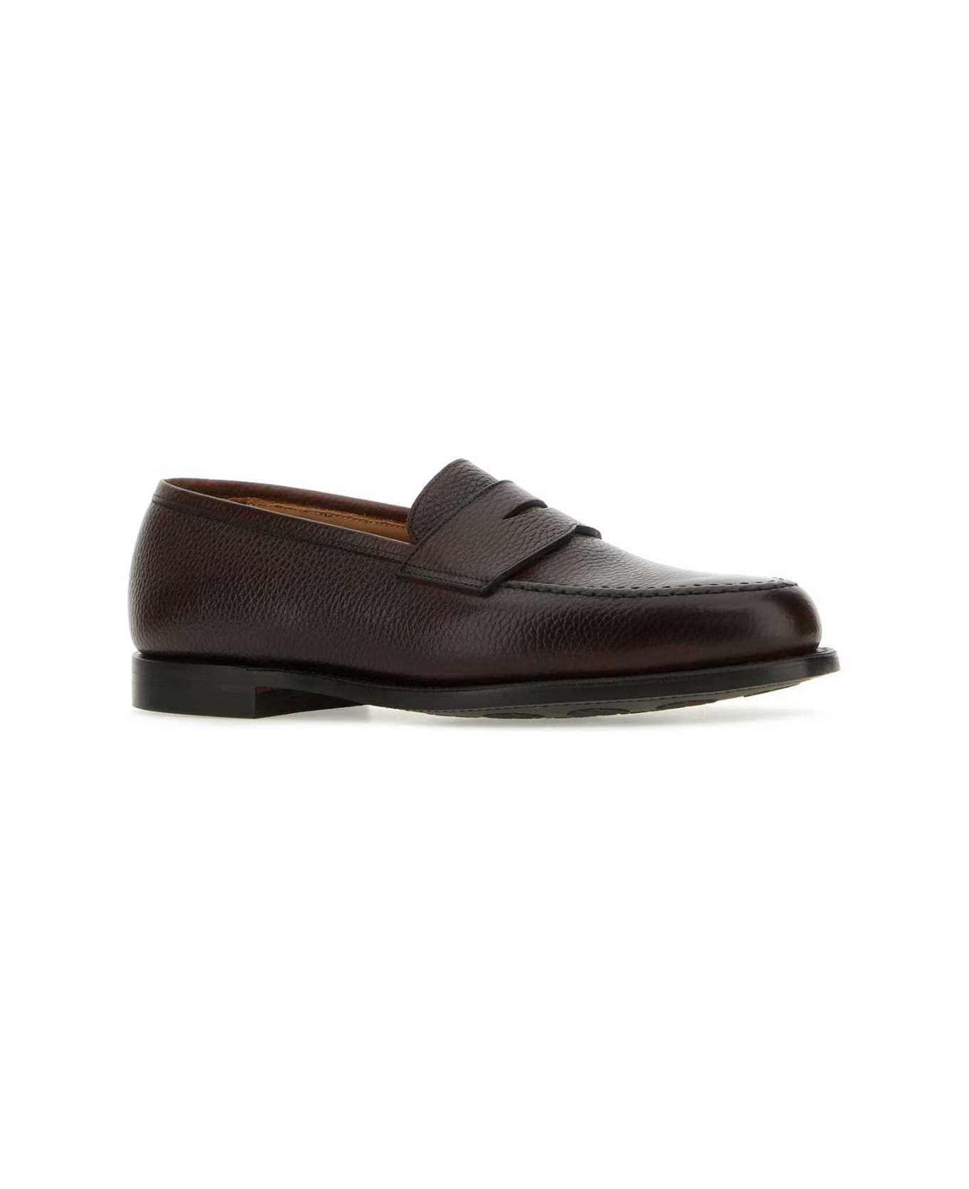 Crockett 
Jones Dark Brown Leather Boston Loafers - DARKBROWN