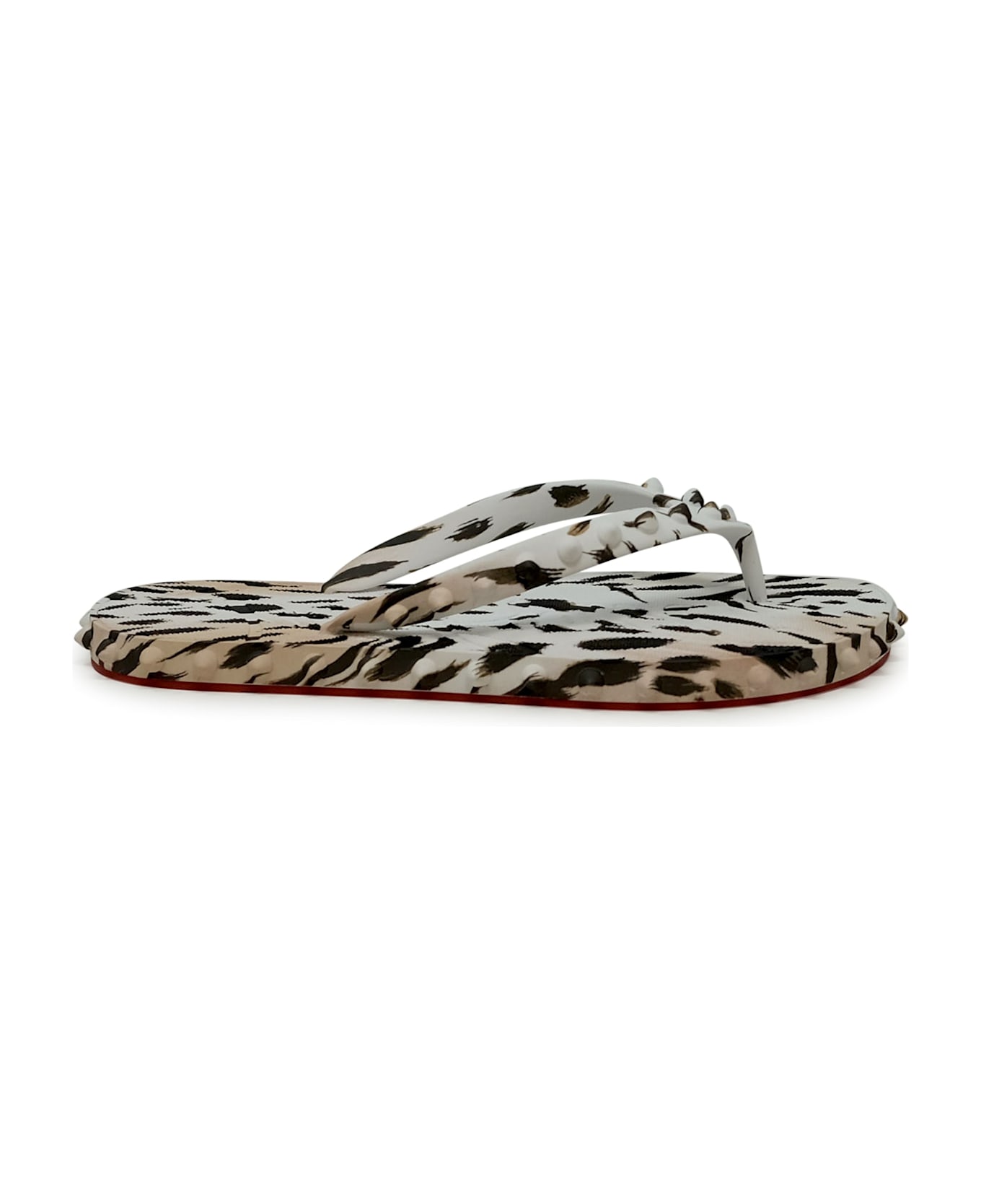 Christian Louboutin Vintage Rose Rubber Super Loubi Flat Flip Thongs - PINK