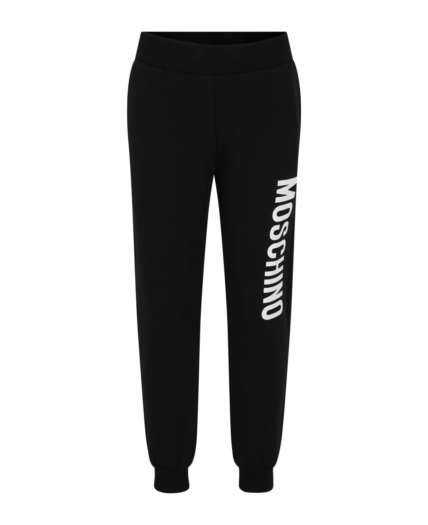 Moschino Black Trousers For Kids With Logo - Black