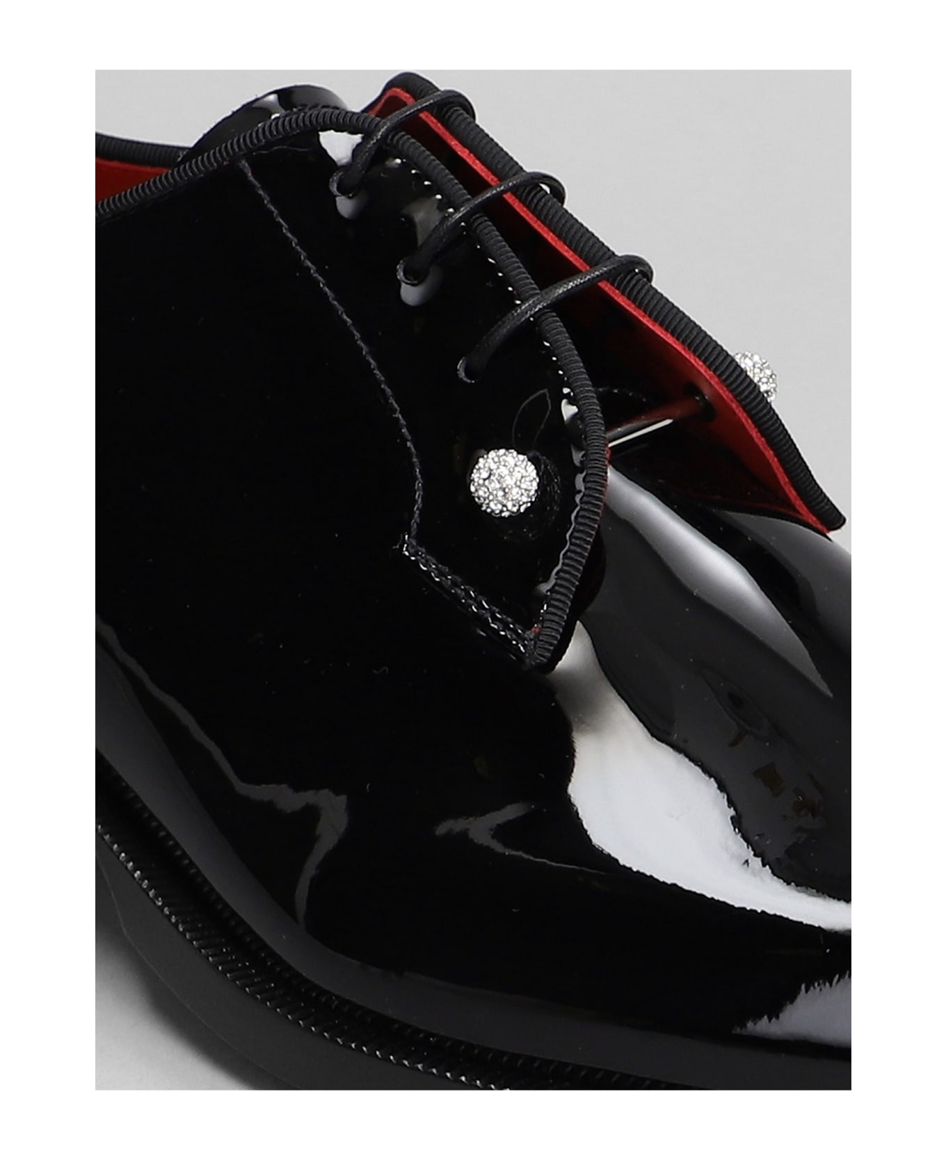 Christian Louboutin Chambeliss Night Lace Up Shoes In Black Patent Leather - black
