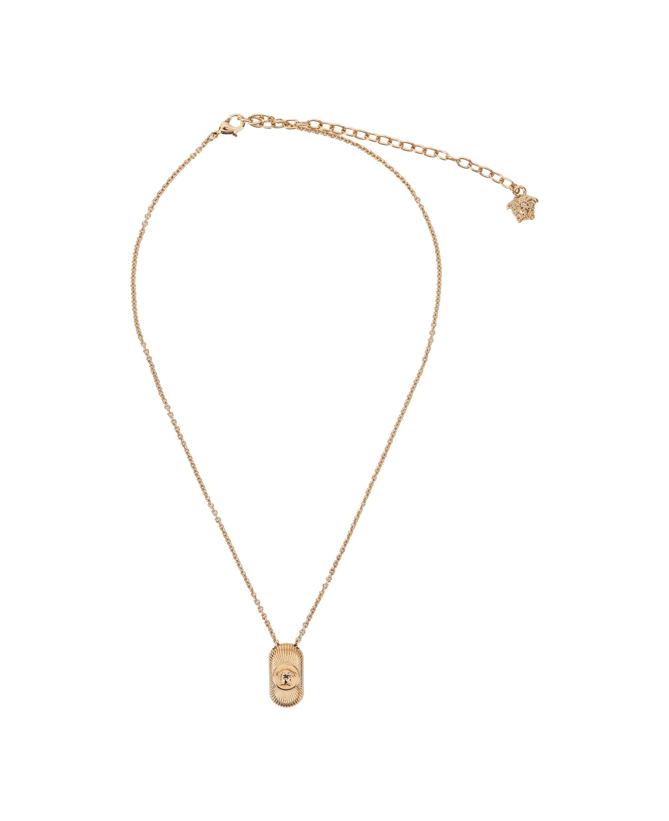 Versace Gold-colored Necklace With Medusa Head Pendant In Brass Man - Metallic