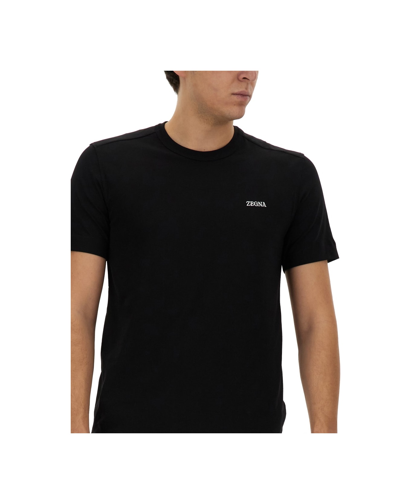 Zegna T-shirt With Logo - BLACK