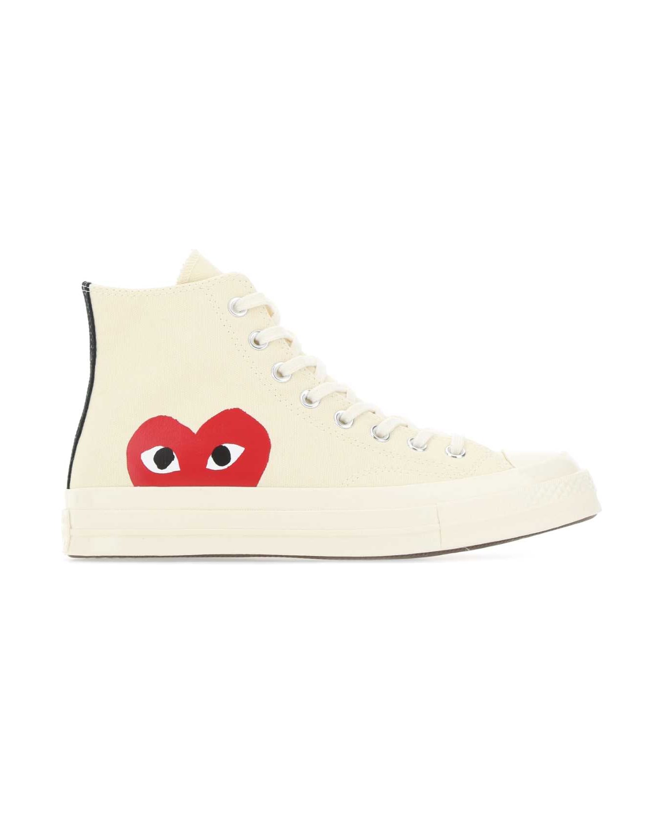 Comme des Garçons Play Ivory Canvas Sneakers - WHITE