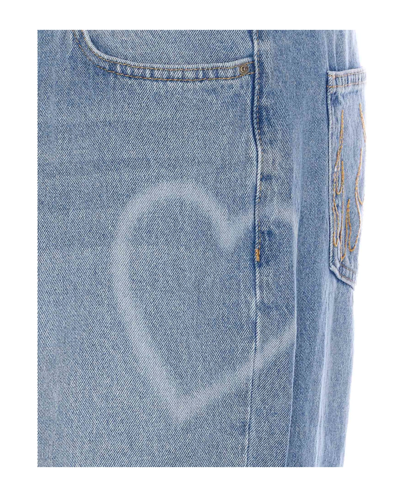 Vision of Super Heart Laser Print Jeans - Blue