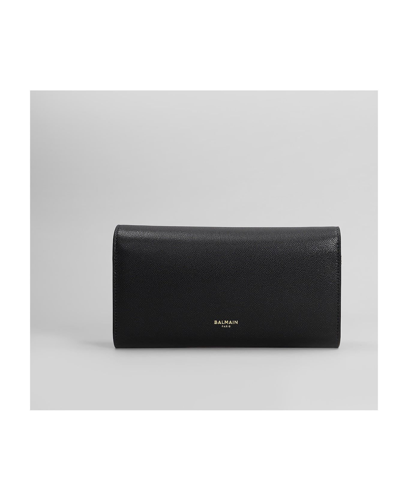 Balmain Embleme Clutch In Black Leather - black