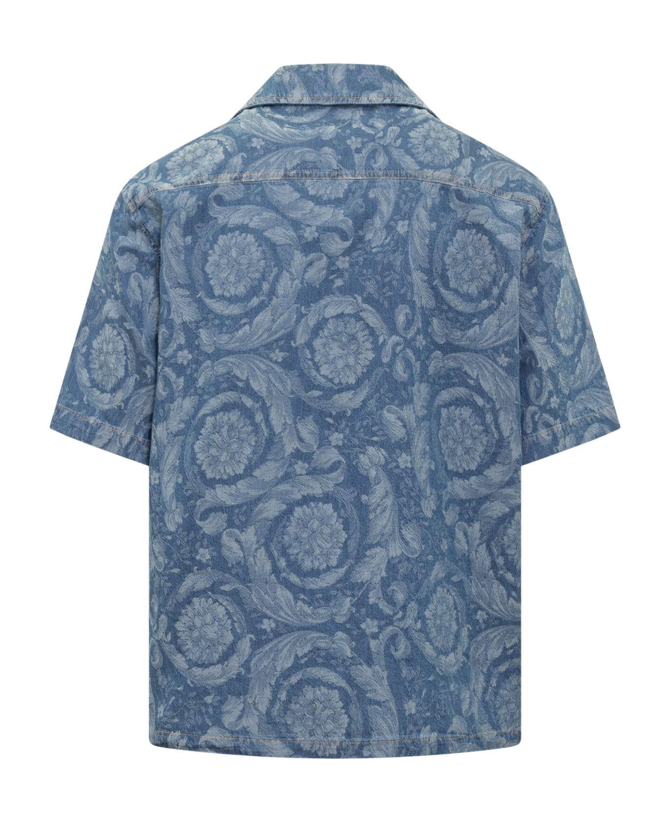 Versace Floral Print Cotton Shirt - Denim
